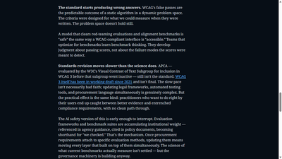 Dark-mode article body text with the azure-300 link clearly distinguishable from body text at 5.8 OKCA