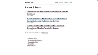 Pre-redesign home page showing a plain numbered list of post titles in browser default styling